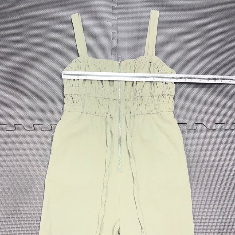 CIsa Womens Light Green Linen Blend Adjustable Strap Jumpsuit Size M